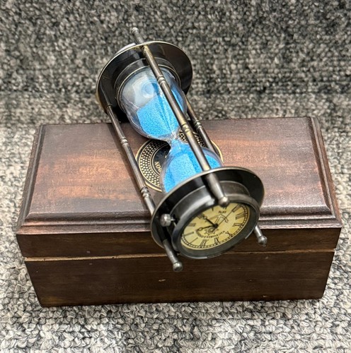 Vintage retro brass hourglass - brass,